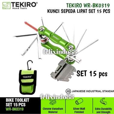 KUNCI SEPEDA LIPAT SET 15 PCS TEKIRO ORIGINAL WR-BK0319 BIKE TOOL KIT KUNCI L SET ORIGINAL