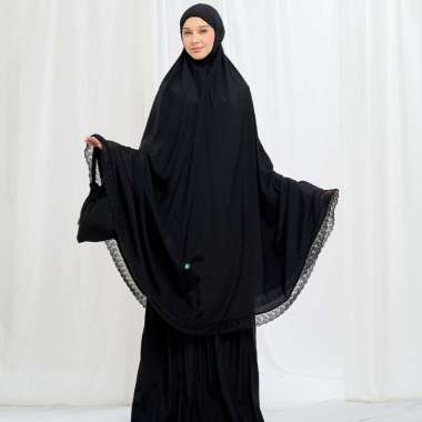 Mukena Rukuh Telekung Silky Cotton Jumbo Maxi Syar'i Tatuis Shiva 136 black