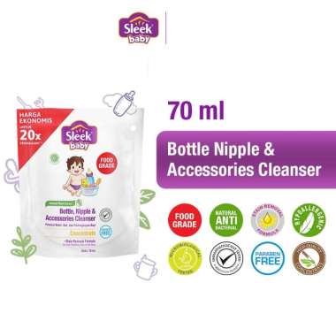 SLEEK Bottle Nipple Cleanser 70 ml - Sabun Cuci Botol Dot Bayi 70ml - Kemasan