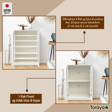 Toraya Lemari Kabinet Pintu Kaca Buku Serbaguna Bufet Minimalis Putih CA-60G Full Coklat