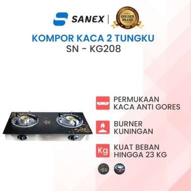 Kompor Gas Kaca Sanex KG208 2 Tungku K2