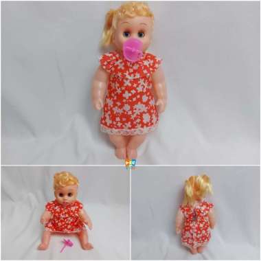 Boneka Bayi Perempuan Nangis Interaktif Lepas Dot Mengeluarkan Suara Mama Papa Mainan Anak Cewek No.