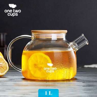 Teko Teh Kaca Bening Tahan Panas / Teko Teh Kaca Saringan Tahan Panas Api Teapot 1L - BR-384 Transpa
