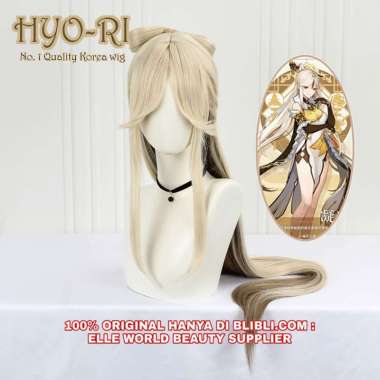 READY STOCK - WIG WANITA PANJANG LURUS BLONDE WIG ANIME GAME COSPLAY GENSHIN IMPACT WIG NINGGUANG WI
