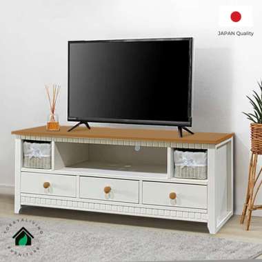 TORAYA - Rak Lemari TV Murah Bufet Minimalis Jasmine-Low Board WHCO Kain Biru