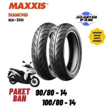 Paket Ban Maxxis Diamond MA-3DN [90/80 - 14] &amp; [100/80 - 14] Ban Motor Matic Tubeless