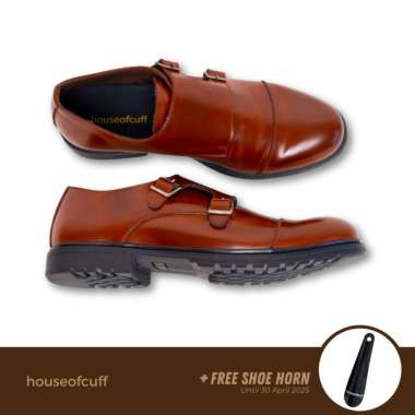 Sepatu kulit pria formal pantofel monk strap coklat houseofcuff 43