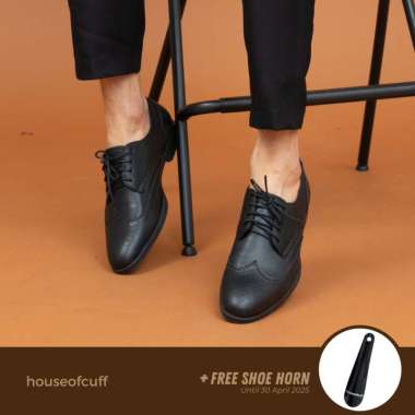 Sepatu kulit pria formal pantofel oxford wing tip hitam houseofcuff 42