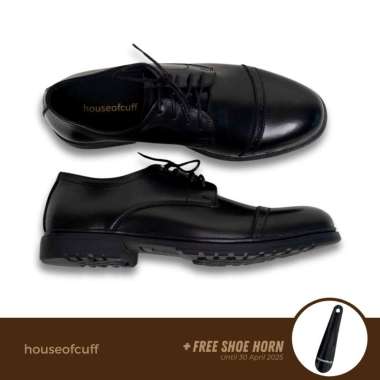Sepatu kulit pria formal pantofel oxford quarter brogue hitam 40