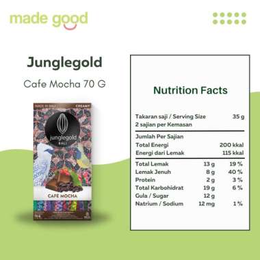 Milk Chocolate Junglegold - Cokelat Susu Vegan Bali 70gr Non Dairy Cafe Mocha