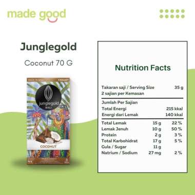 Milk Chocolate Junglegold - Cokelat Susu Vegan Bali 70gr Non Dairy Coconut