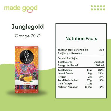 Dark Chocolate Bali Junglegold Cacao Cokelat Vegan 70gr Non Dairy Orange