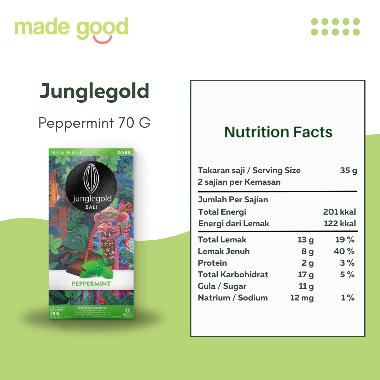 Dark Chocolate Bali Junglegold Cacao Cokelat Vegan 70gr Non Dairy Peppermint
