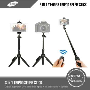 Tongsis Yunteng 9928 Selfie Stick Bluetooth Tripod Tongsis Bluetooth Monopod Remote black