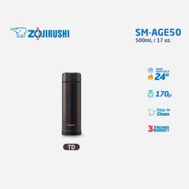 Zojirushi SM-AGE50 Vacuum Mug Termos Tumbler - 500mL Dark Brown