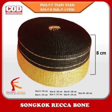 Peci Bone Songkok Recca Kopiah Bone Hitam Emas Khas Sulawesi Size 4