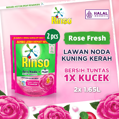 Promo Harga Rinso Liquid Detergent + Molto Pink Rose Fresh 1500 ml - Blibli