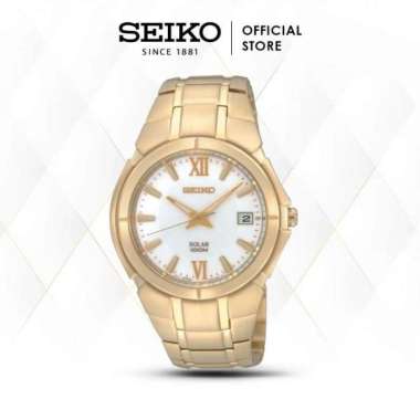 Jam Tangan Pria Seiko Solar Classic SNE090 Gold Stainless Original