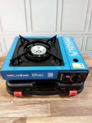 Kompor Portable 2 in 1 Welhome Biru + gas