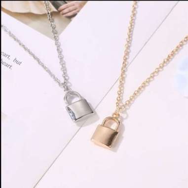 SK-K57 K58 Korean Fashion Kalung Gembok Kunci Retro Kalung Rantai Wanita Lapis Emas Liontin Simple /