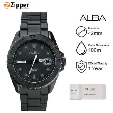 Jam Tangan Pria ALBA AS9N65 Strap Stainless Steel Hitam Bergaransi Resmi