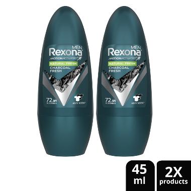 Rexona Men Natural Fresh Charcoal Roll-On Deodorant [45 mL] x 2 Pcs