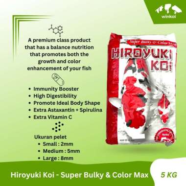 Pakan Ikan Koi Hiroyuki Koi super BULKY & COLOR MAX 5KG M (5mm)