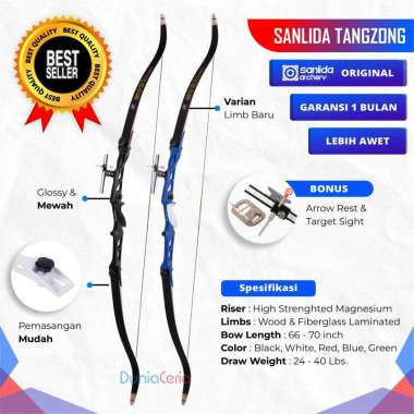 Sanlida Archery Jandao Sanlida Tangzong Recurve Bow Busur Panah 70/28 Lbs