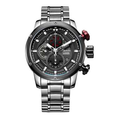 Jam Tangan Pria Alexandre Christie Chronograph AC 6239 MC BTBBA Men Black Dial Stainless Steel + Ext