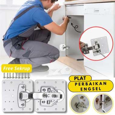 Plat Perbaikan Engsel Sendok Pintu Lemari Furniture Kabinet Stainless Plat Engsel L