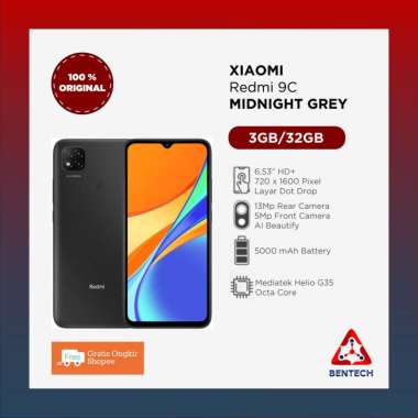Xiaomi Redmi 9c Garansi Resmi 3+32gb Midnight Grey