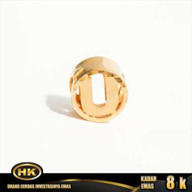 Liontin Emas Muda Huruf Bulat U -