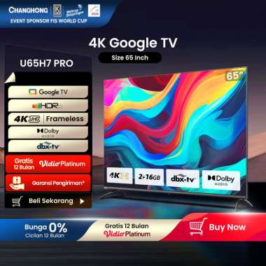 Google TV Changhong 65 Inch 4K UHD Smart Digital LED TV-Google Assistant-UHD-Wifi-Netflix (Model: U6