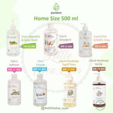 [READY] Pureco 500ml (Fruit, Vegetable, Salad wash / Liquid Dish & bottle soap) LIquid Detergent