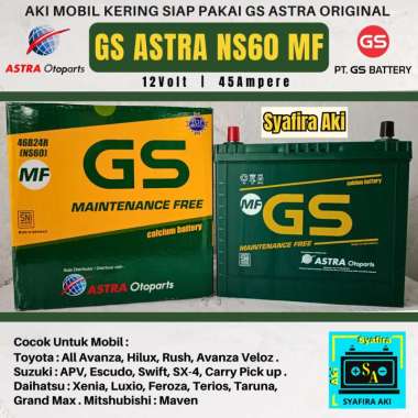 Aki Mobil Toyota Avanza,Rush GS MF NS60 Aki Kering 12V 45AH