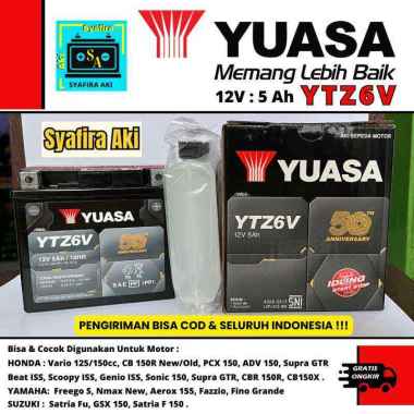 Aki Motor suzuki Satria Fu YTZ6V Yuasa Accu kering Original Ori