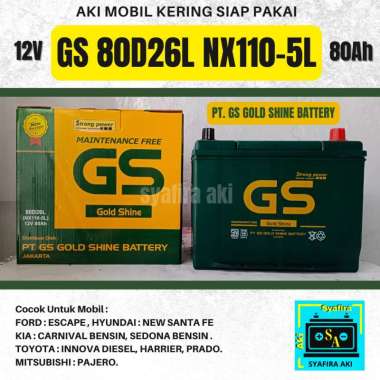 Aki mobil Mitsubishi Pajero GS MF 80D26L 12v 80Ah Accu kering