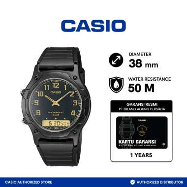 CASIO AW-49H-1BVDF Classic Jam Tangan Unisex - Black Golden Black Golden