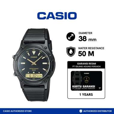 CASIO AW-49HE-1AVDF Analog Digital Jam Tangan Unisex - Black BLACK