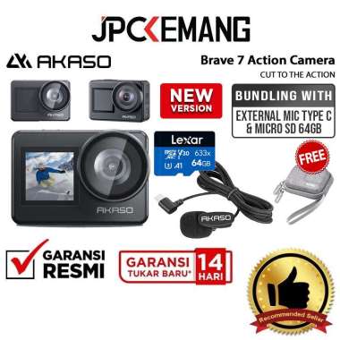 JPC KEMANG Akaso Brave 7 New Version Action Cam Akaso Brave7 Action GARANSI RESMI Bundle Package 2