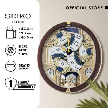 Jam Dinding Seiko Melody QXM901B 18 Melody 44cm Wodden Case Original