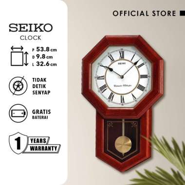 Jam Dinding Seiko QXH110B Quartz Dual Chimes Wooden Original