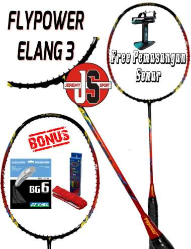 Raket Badminton Flypower Elang 3 Original Bonus Senar dan Grip Hanya Raket