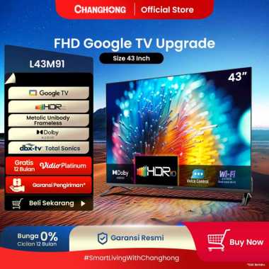 [OFFICIAL STORE] Changhong Google TV 43 inch FHD Dolby Audio Google Play Netflix Youtube Bluetooth U