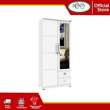 Lemari Pakaian 2 Pintu Cermin LP 22 LR White