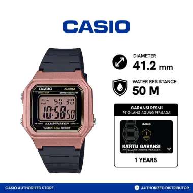 CASIO Digital W-217HM-5AVDF Jam Tangan Unisex Black Rosegold