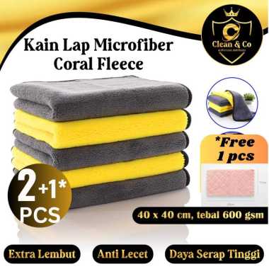 Paket 2 pcs Lap Microfiber Mobil 40x40 cm Premium Tebal 600 GSM 2 sisi