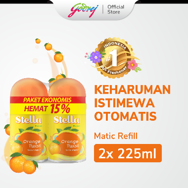 Stella Matic Refill Orange 225ml isi 2 - Refill Pengharum Ruangan Otomatis