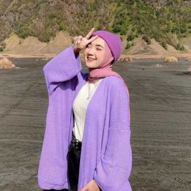 [ 7 Get ] Loocy Cardy Oversize / Cardigan Rajut Tebal / Kardigan Rajut Wanita Oversize Lilac