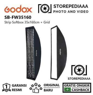 Godox SB-FW35160 Softbox with Grid 35x160cm Bowens Mount Rectangle hitam